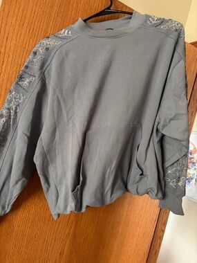 Democracy Slate Blue Crewneck Sweater